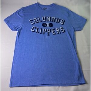 Champion Columbus‎ Clippers T-Shirt Mens Medium Light Blue Baseball Tee NWT